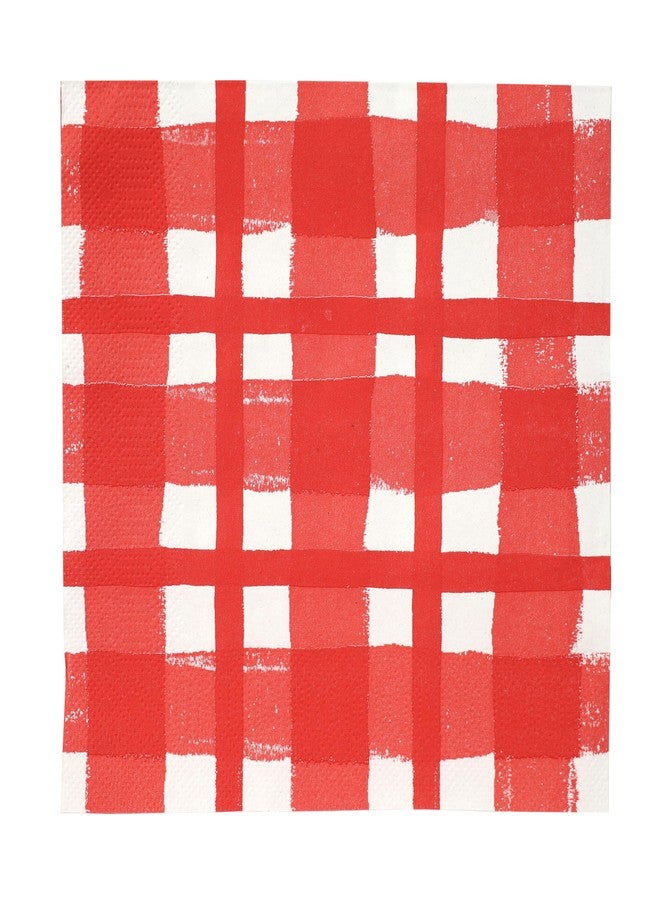 Talking Tables 20 x Red Gingham Disposable Napkins, Recycled Checkered Paper Serviettes for Picnics & Al Fresco Summer Dining Eco-Friendly for Birthday Easter, Weddings, BBQ, Decoupage 3ply 33cm - Image 1